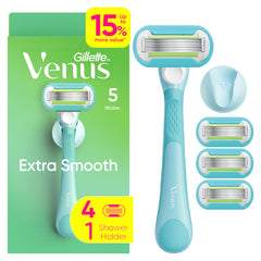 Gillette Venus Extra Smooth razor handle for a comfortable grip during shaving.