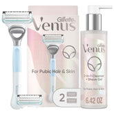 Gillette Venus pubic razor handle for a comfortable, controlled shave in the shower.