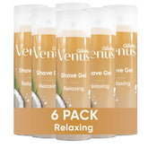 Gillette Venus Relaxing Coconut Shave Gel bottle pour for silky glide and tropical fragrance.