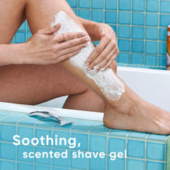 Gillette Venus Relaxing Coconut Shave Gel foamy lather forming during application.