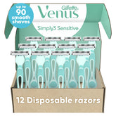 Gillette Venus Simply 3 Sensitive razor package showing value and close shave potential.