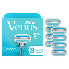 Gillette Venus Smooth refill 8-count showing blades for quick, comfortable shaves.