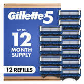 Gillette5 razor refills with Lubrastrip for a smoother, more comfortable shave.