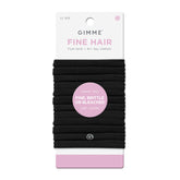 GIMME bandas elasticas para cabello fino en negro, paquete de 12, ajuste suave.