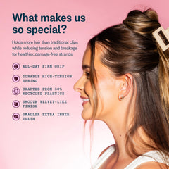 GIMME Beauty clip crafted from 30% recycled plastic for durable, eco-friendly styling.