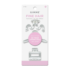 GIMME Beauty Fine Hair Claw Clip clear, showing secure hold for thin hair.