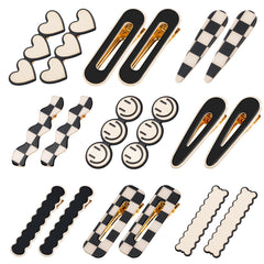 Gingbiss 18 Pcs Hair Clips with black-and-white checker pattern for versatile daily styling.