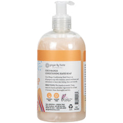 Ginger Lily Farms Botanicals Coco Mango hand soap bottle with rich foaming lather.