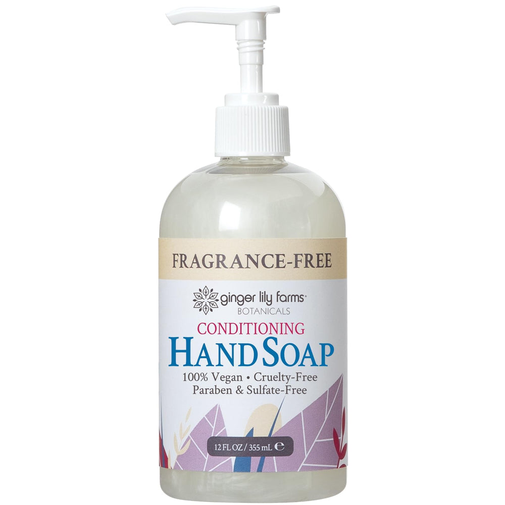 Ginger Lily Farms Botanicals hand soap pump bottle fragrance-free cleansing for sensitive skin.
