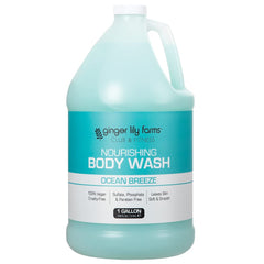 Ginger Lily Farms Club & Fitness body wash bottle with Ocean Breeze scent for a refreshing cleanse