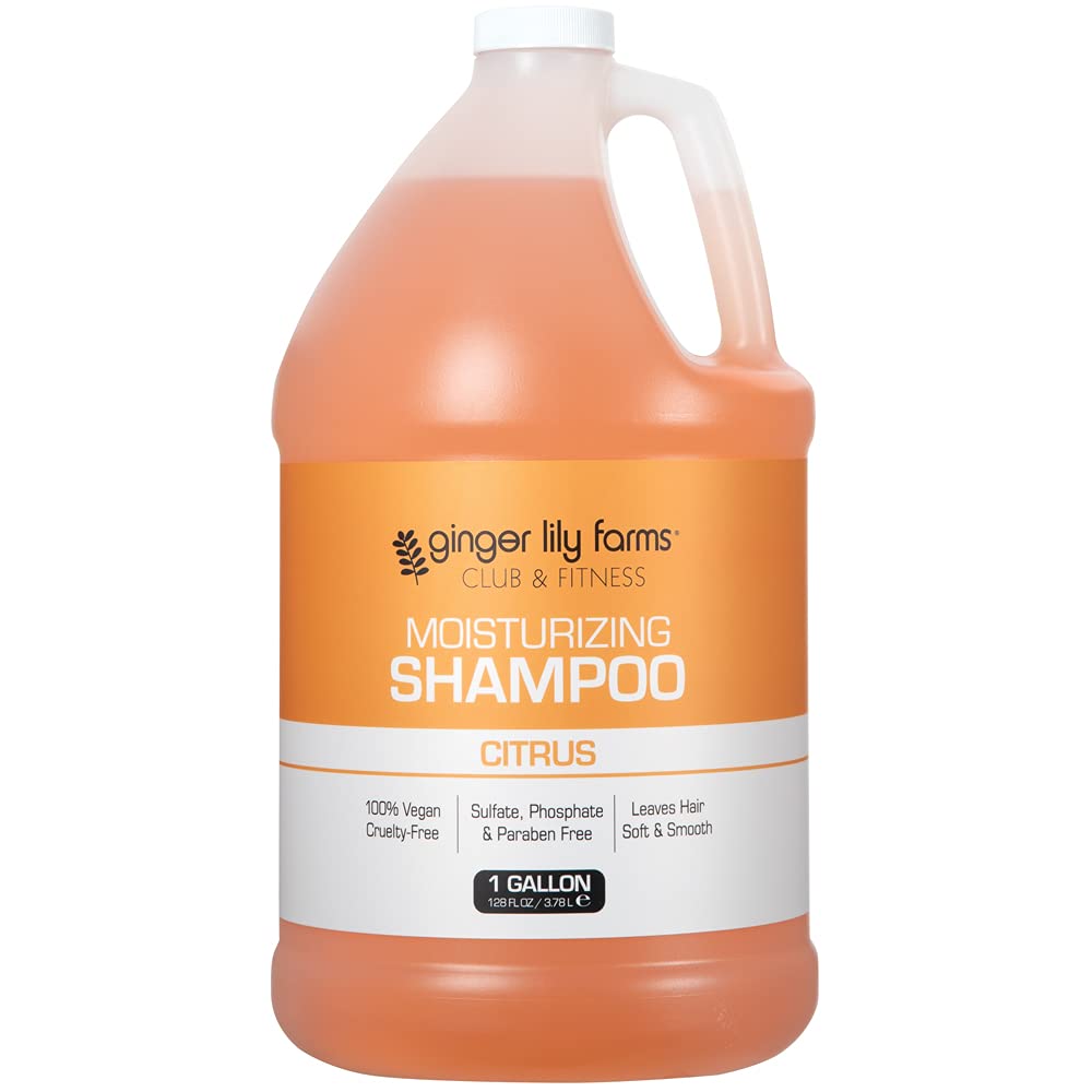 Ginger Lily Farms Club Fitness champú hidratante cítrico en botella 1 galón para todo tipo de cabello.