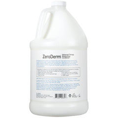Close-up of Zeroderm label highlighting sulfate- and fragrance-free formula