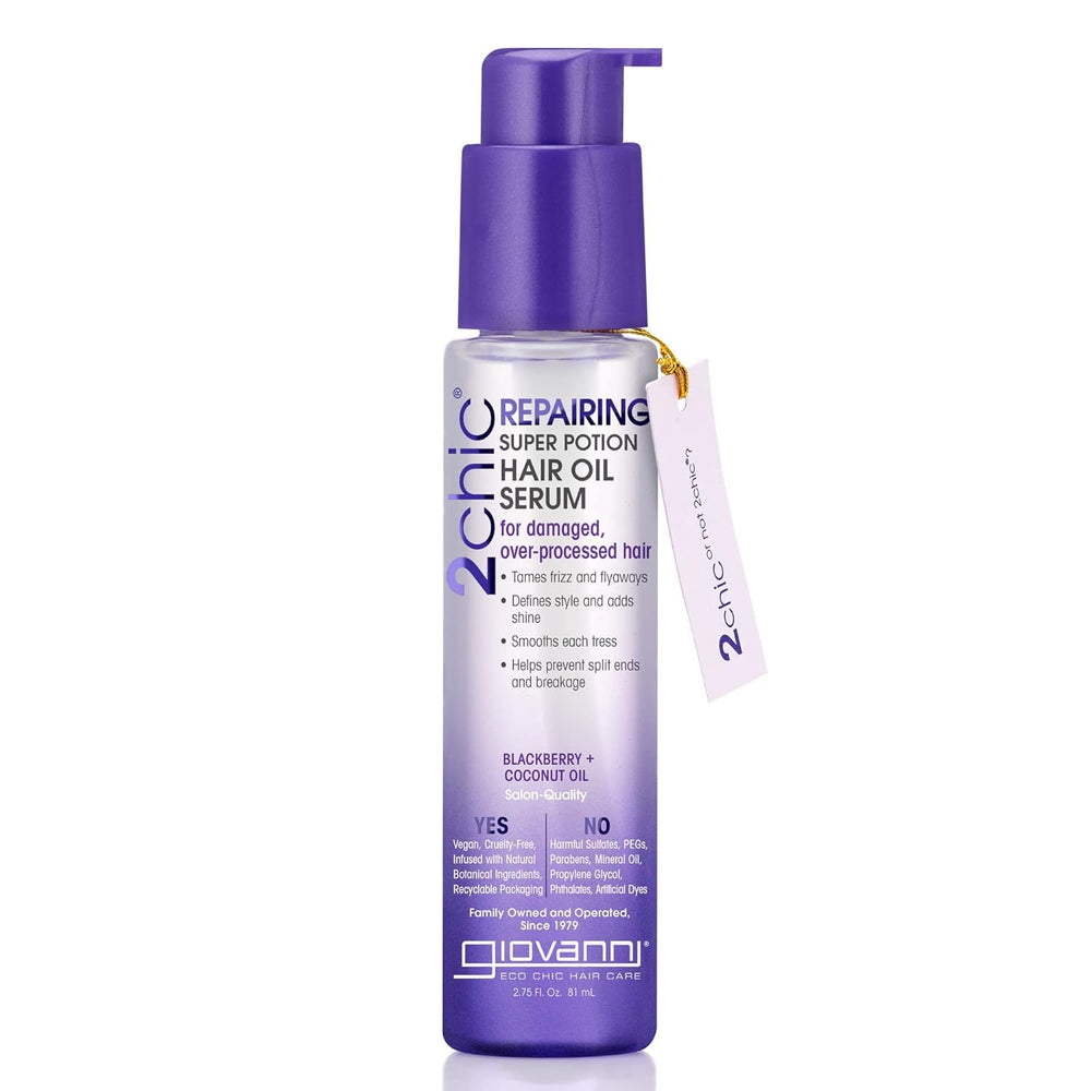 GIOVANNI 2chic poción reparadora, botella de aceite para cabello dañado y brillo suave.
