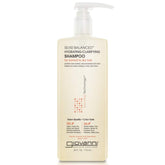 GIOVANNI 50:50 champú, botella vertiendo, hidratación suave para cabello dañado