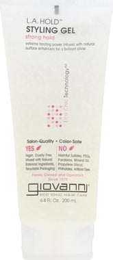 Giovanni Styling Gel L.A. Natural bottle close-up for strong flexible hold.