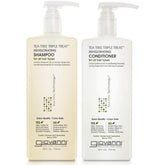 GIOVANNI Tea Tree Triple Treat shampoo bottle with pump for refreshing scalp care.
