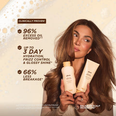 Creamy conditioner swatch highlights smooth glide and detangling potential.