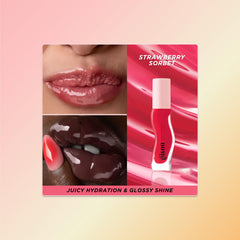 Gisou lip oil glide image showing smooth application and high shine.