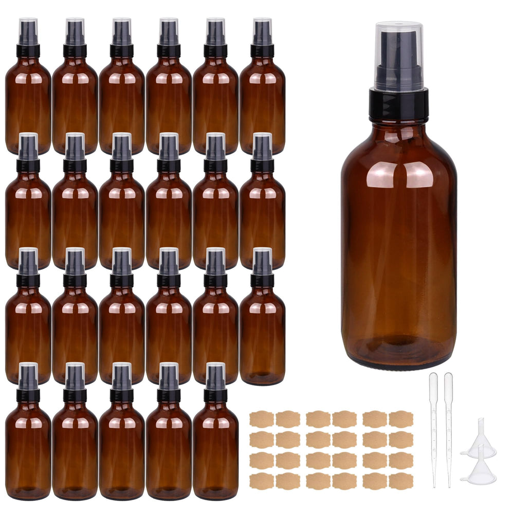 GIVAMEIHF amber glass bottle 4oz in a 24-pack for light-sensitive liquids protection.