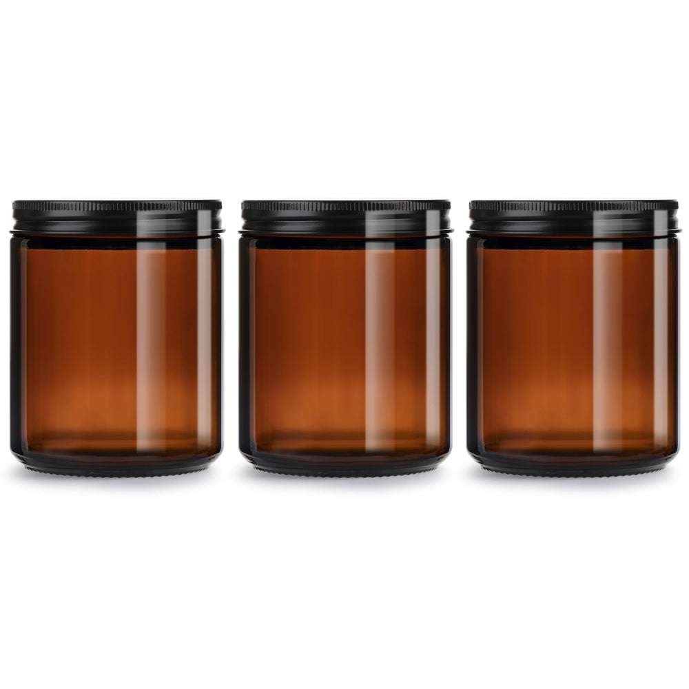 GIVAMEIHF 8oz amber glass jar with lid for candles and cosmetics