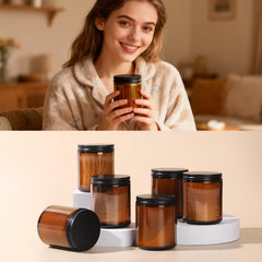 GIVAMEIHF 3-pack amber glass jars ready for DIY projects
