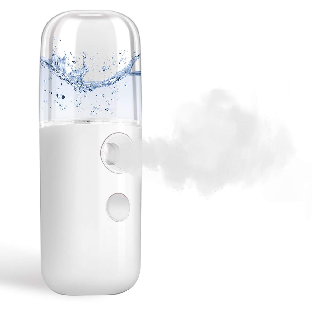 GIVERARE Nano Facial Steamer front view shows compact design for on-the-go hydration.