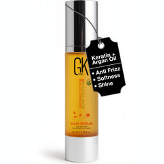 GK HAIR Oil argan serum bottle showing sleek packaging for shine and frizz control