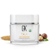 GK HAIR vegan deep conditioning mask jar with rich cream for deep hydration.