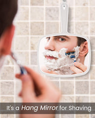 Gladmart sleek white hand mirror for everyday use and travel.