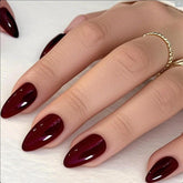 Glamermaid dark red press-on nails set for quick dramatic manicures.