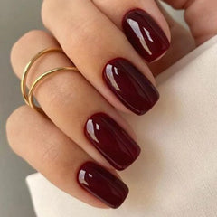GLAMERMAID uñas burdeos press-on, aspecto de gel de salón y fácil aplicación.