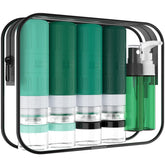 GLAMFIELDS travel bottles kit for shampoo and conditioner, compact and organized on the go.