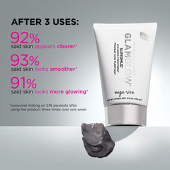 Glamglow SUPERMUD texture close-up highlighting charcoal mud and exfoliation.