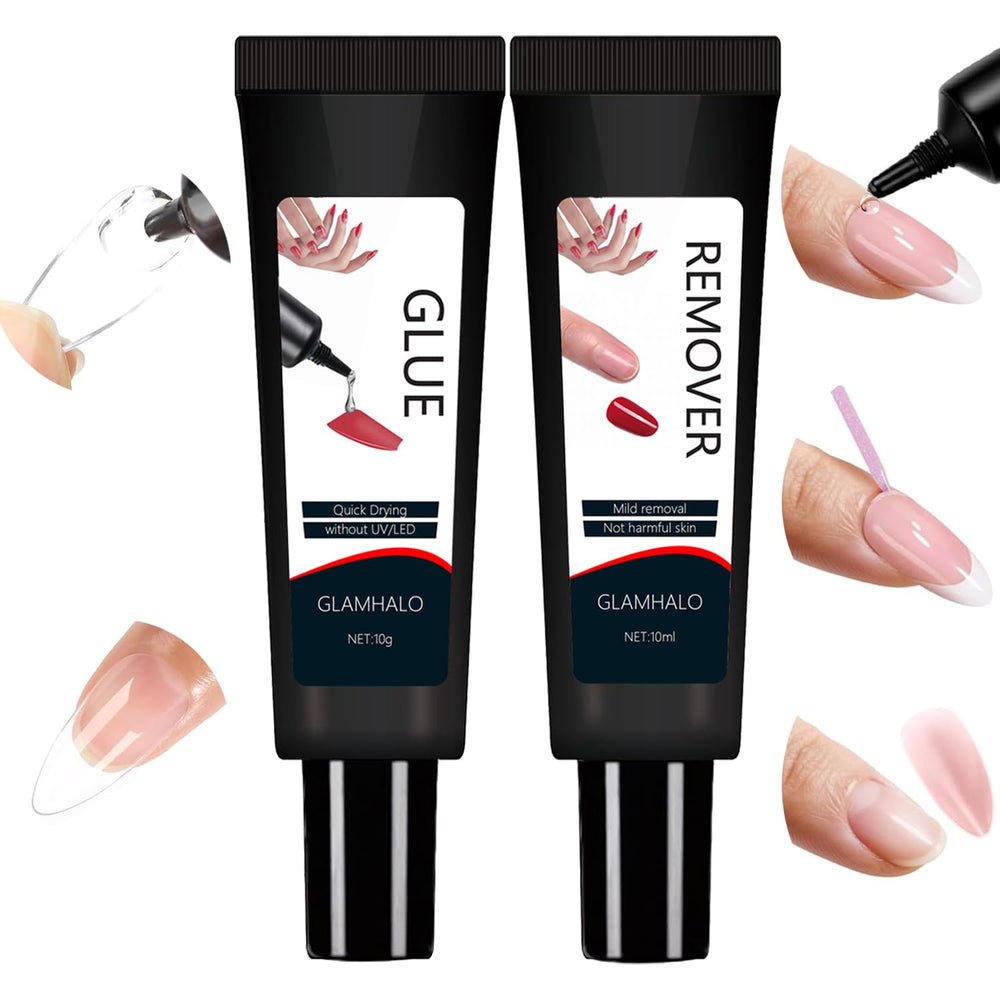 Glamhalo pegamento uñas semisolido en envase, fijación duradera para uñas postizas