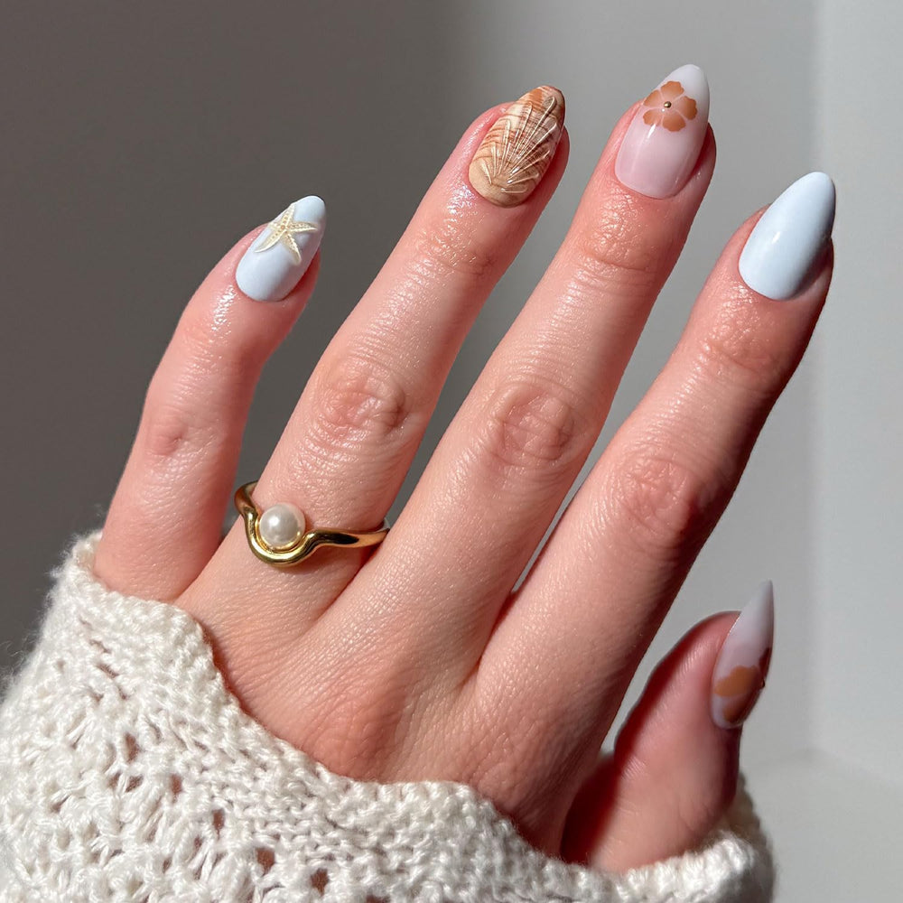 Glamnetic Estrella Marina: uñas postizas pegables, fácil aplicación para uso diario.