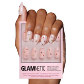 Glamnetic North Star nails with semi-transparent nude base and 3D gems for luxe sparkle.