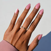 Glamnetic Shine For You nails with rosy velvet base and silver cat-eye tips.