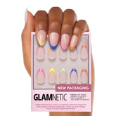 Glamnetic Sprinkles uñas frances arcoíris con acabado brillante para cualquier ocasión.
