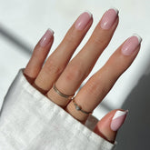 Glamnetic uñas pegadas punta francesa micro en caja, lista para uso diario