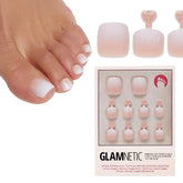 Glamnetic uñas postizas en degradado crema a blanco con brillo para un look elegante