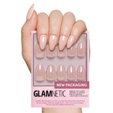 Glamnetic uñas postizas Los Ángeles tono neutro rosado, almendra corta, acabado glaseado para apariencia diaria