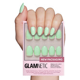 Glamnetic uñas postizas de color menta verde opacas con acabado brillante para looks diarios