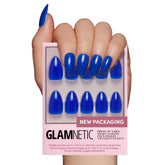 Glamnetic uñas press-on cobalto azul opacas en forma almendra corta para un look duradero