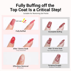 Glamonade aplicación suave desde cutícula hasta punta para remover esmalte.