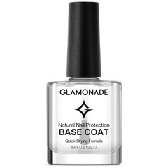 Glamonade Base Coat Clear bottle provides quick-dry protection for nails and a smooth base.