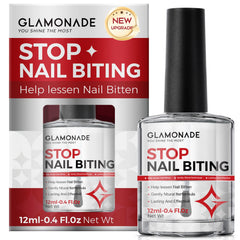 Glamonade bottle with brush demonstrates easy application for nail biting deterrence
