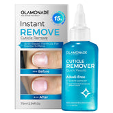 Glamonade bottle close-up showing premium cuticle remover for fast prep.