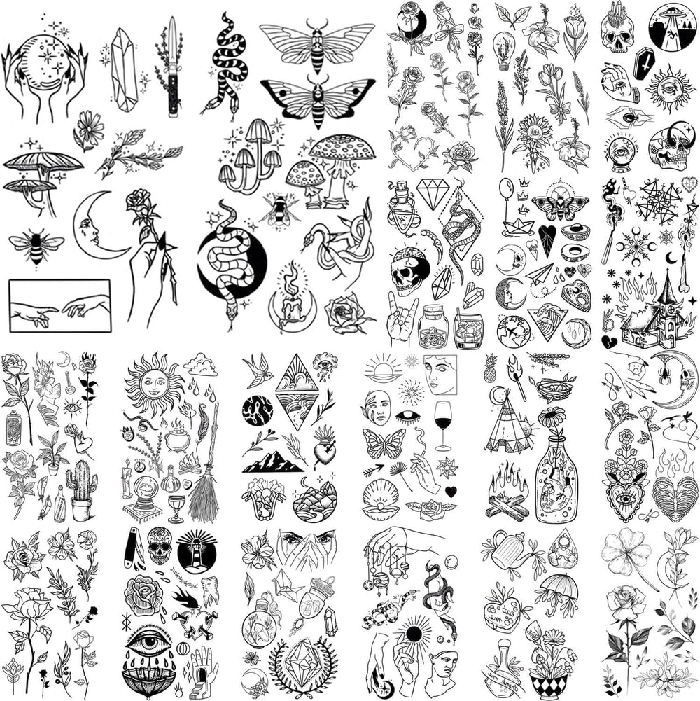 Tatuajes temporales Glaryyears con flores mini, ideal para fiestas y estilos rápidos.