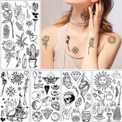 Tatuajes temporales Glaryyears con serpiente, detalle audaz para cuello o hombro.