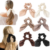 Glaudmeiss: 6 gomas seda con nudo y lazo para peinados elegantes.